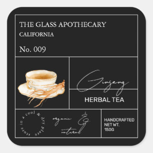 Apotheke Ginseng Kräutertee Etikett Quadratischer Aufkleber