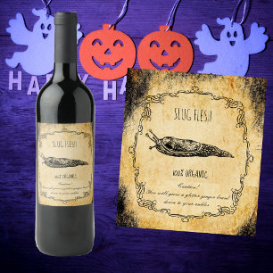 Apotheke halloween vintage Boden Schneckenfleisch Weinetikett