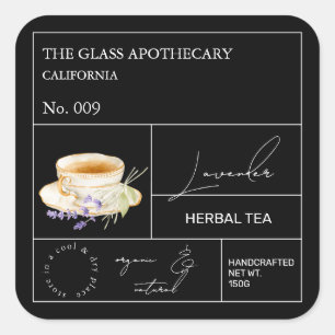 Apotheke Lavendel-Kräutertee-Etikett Quadratischer Aufkleber