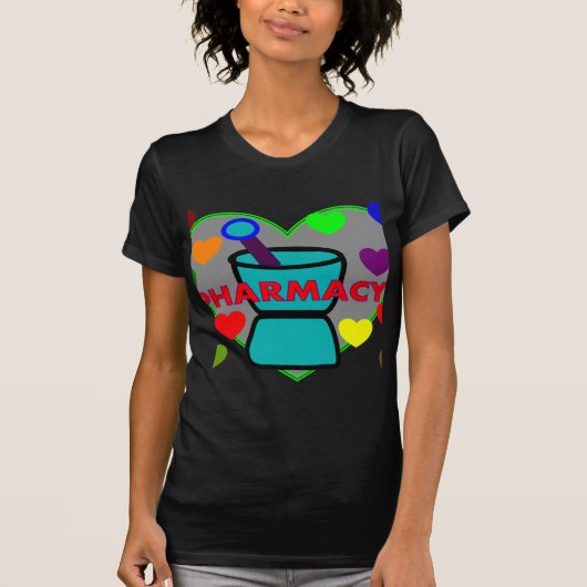 "APOTHEKE" multi Farbherzen T-Shirt (Vorderseite)