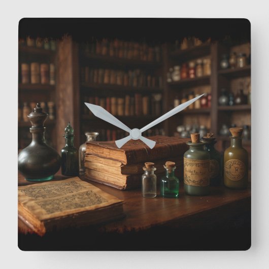 Apotheke Tischtennis Quadratische Wanduhr (Vorderseite)