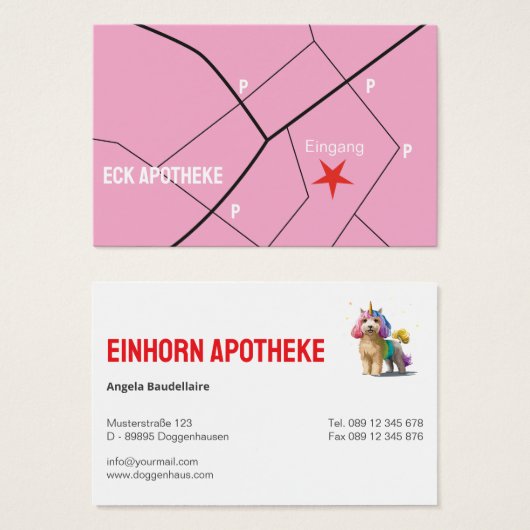 Apotheke Visitenkarten Einhorn (Vorne & Hinten)