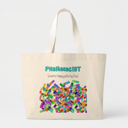 Apotheken-"glückliche Pillen-" Entwurf Jumbo Stoffbeutel (Vorne)