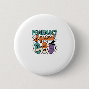 Apotheken-Team Halloween Vintage-Vector-Shirt-Desi Button