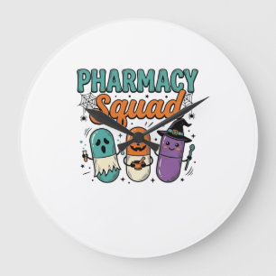 Apotheken-Team Halloween Vintage-Vector-Shirt-Desi Große Wanduhr