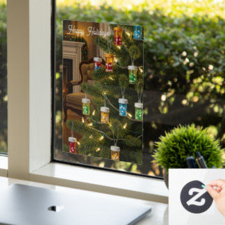 Apothekenbüro-Weihnachtsbaum-Pillendosen-Feiertag Fensteraufkleber