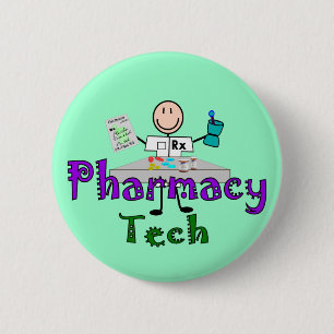 Apothekentechniker-Stickmännchen-Design-Geschenke Button