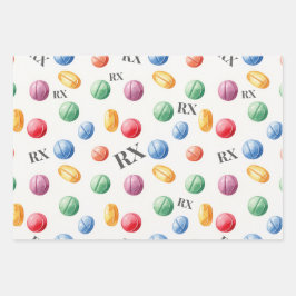 Apotheker Aquarell Pille Rezept Verpackungspapier Geschenkpapier Set