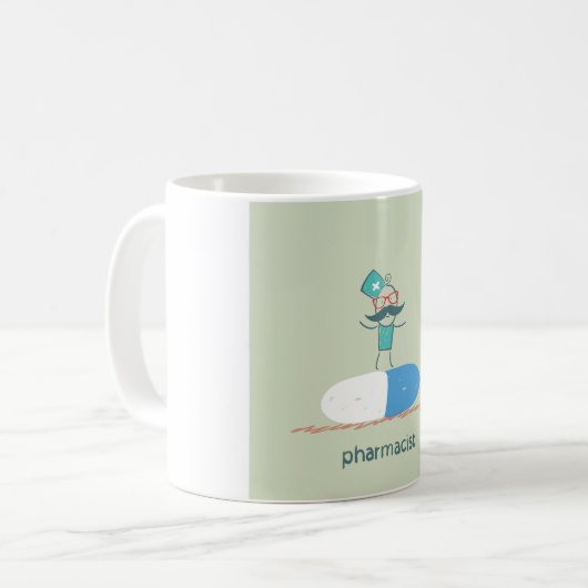 Apotheker auf Blaue Pillen Kapsel Kaffeetasse (Vorderseite Links)