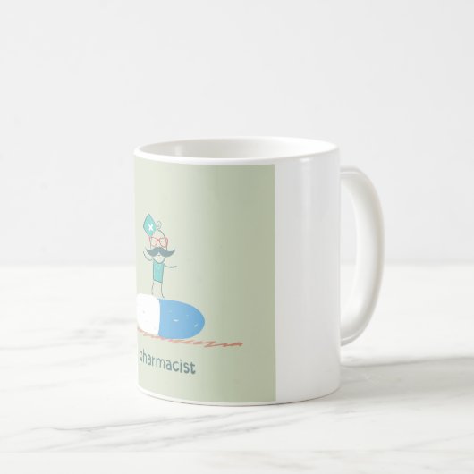 Apotheker auf einer Tablette Kaffeetasse (VorderseiteRechts)