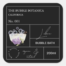Apotheker Flieder Bubble Bath Etikett Quadratischer Aufkleber