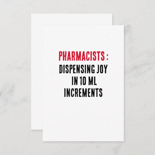 Apotheker: Freude in 10 ml-Schritten abgeben Dankeskarte (Vorne/Hinten)