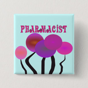 Apotheker-Geschenk-künstlerischer Baum-Entwurf Button