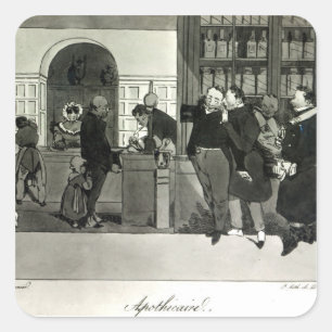 Apotheker, graviert durch Delpech Quadratischer Aufkleber