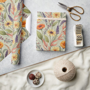 Apotheker-Herbst-Wildblumen-Ernte-Verpackung Geschenkpapier