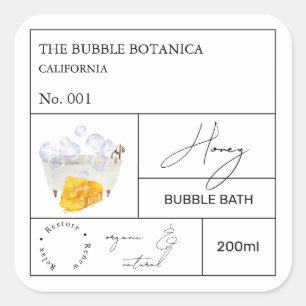 Apotheker-Honey-Bubble-Bath-Etikett Quadratischer Aufkleber