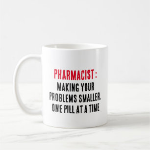 Apotheker: Ihre Probleme kleiner machen, eine Tabl Kaffeetasse
