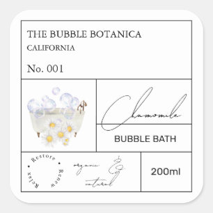 Apotheker-Kamille-Schaumbad-Label Quadratischer Aufkleber