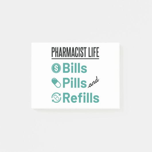 Apotheker Life Bills Pillen und Nachfüllungen Post-it Klebezettel (Vorderseite)