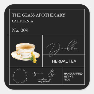 Apotheker Löwenzahn Kräutertee Etikett Quadratischer Aufkleber