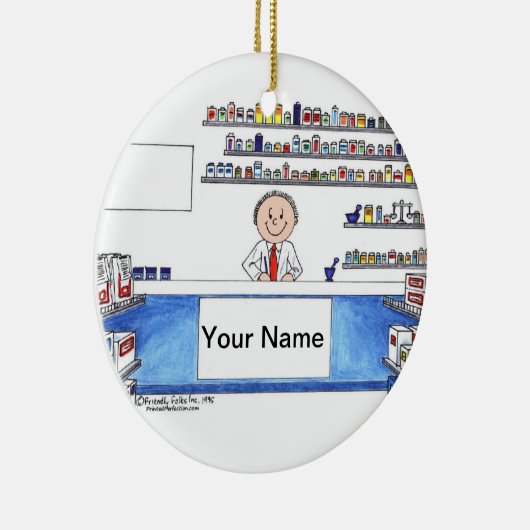 Apotheker - Mann Keramik Ornament (Rechts)