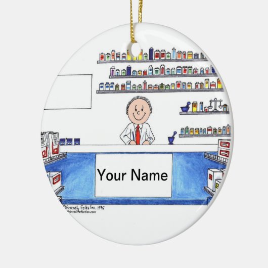 Apotheker - Mann Keramik Ornament (Links)