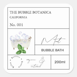 Apotheker-Minz-Bubble-Bath-Etikett Quadratischer Aufkleber