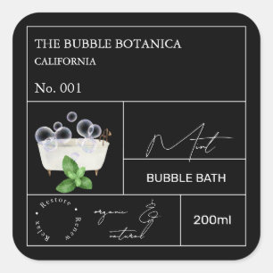 Apotheker-Minze-Bubble-Bath-Etikett Quadratischer Aufkleber