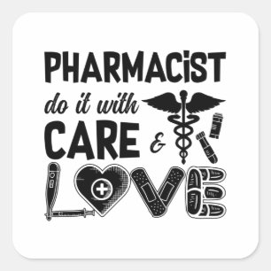 Apotheker mit Betreuungspersonal Quadratischer Aufkleber