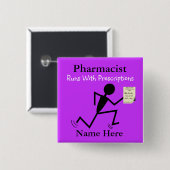 Apotheker-NamensButton-Abzeichen lila Button (Vorne & Hinten)