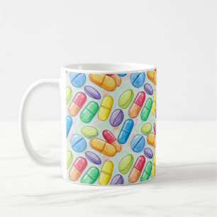 Apotheker Pinsel Wasserfarbe Rot Blau Pillen Kaffeetasse