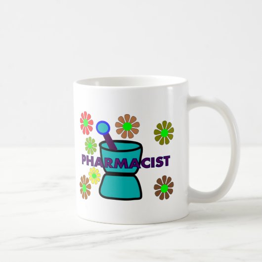 "Apotheker-" Retro Blumen-T - Shirts u. Geschenke Kaffeetasse (Rechts)