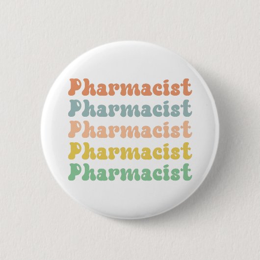 Apotheker Retro Groovy Pharmacy Button (Vorderseite)