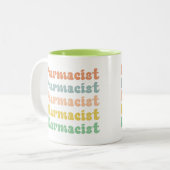 Apotheker Retro Groovy Pharmacy Zweifarbige Tasse (Vorderseite Links)