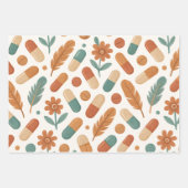 Apotheker Rosa Pill Boho Feder Verpackungspapier Geschenkpapier Set (Vorderseite 2)