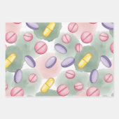 Apotheker Rosa Pill Boho Feder Verpackungspapier Geschenkpapier Set (Vorderseite)