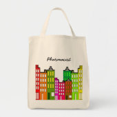 Apotheker-Taschen-wunderliche Retro Gebäude-Kunst Tragetasche (Vorne)