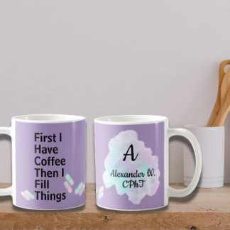 Apotheker Tech ich Kaffee I füllen Dinge Tasse