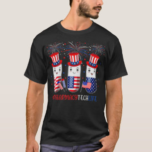 Apotheker-Tech Lustige Pillen Amerikanisch Patriot T-Shirt