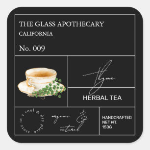 Apotheker-Thymian-Kräutertee-Etikett Quadratischer Aufkleber
