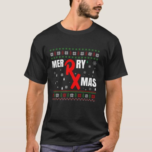 Apotheker Ugly Xmas Apotheker Frohe Weihnachten T-Shirt (Vorderseite)