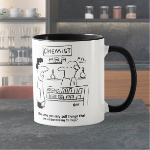 Apotheker verkauft peinliche Produkte. Apotheker Tasse