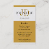 Apotheker/Verordnungs-Apotheken-gelbes Gold Visitenkarte (Rückseite)