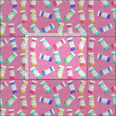 Apotheker Verschreibung Flaschen Rosa Stoff (Kachel)