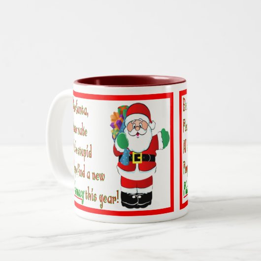 Apotheker-Weihnachtskarten u. -geschenke Zweifarbige Tasse (Vorderseite Links)