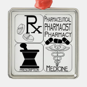 APOTHEKER-WEIHNACHTSverzierungs-APOTHEKE RX Silbernes Ornament