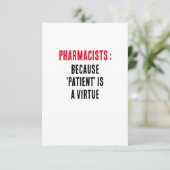 Apotheker: Weil "Patient" eine Tugend ist Dankeskarte (Stehend Vorderseite)