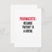 Apotheker: Weil "Patient" eine Tugend ist Dankeskarte (Vorne/Hinten)