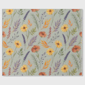 Apotheker Wildblumen Grau Botanischer Wrap Geschenkpapier (Flach)