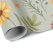Apotheker Wildblumen Grau Botanischer Wrap Geschenkpapier (Rolleneckpunkt)